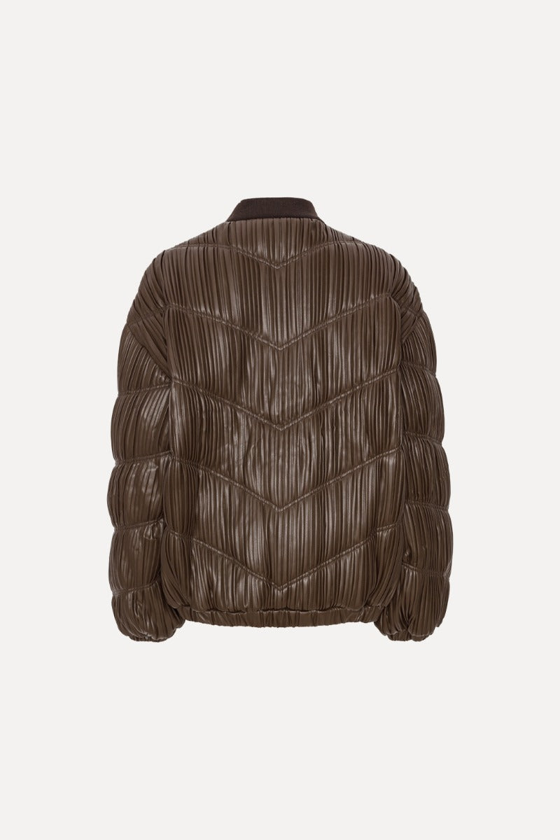 PLEATED BOMBER JACKET CHOCOLATE BROWN - ROTATE