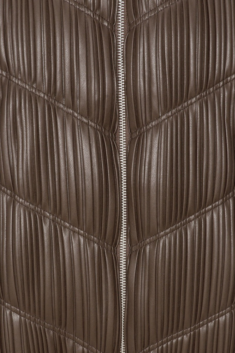 PLEATED BOMBER JACKET CHOCOLATE BROWN - ROTATE