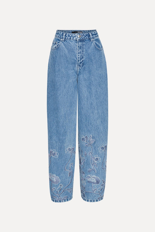 RHINESTONE WIDE LEG JEAN - ROTATE