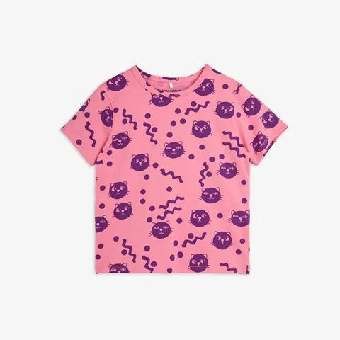 SQUIGGLY CATS AOP SS TEE - PINK - MINI RONDINI