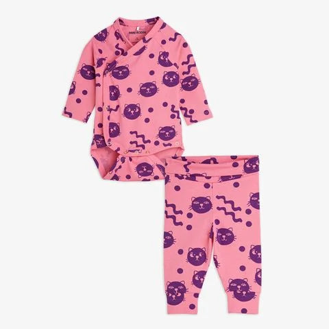 SQUIGGLY CATS BABY SET - PINK - MINI RONDINI