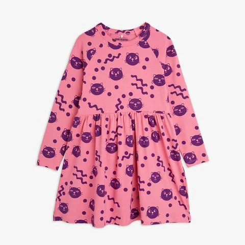 SQUIGGLY CATS DRESS - PINK - MINI RONDINI