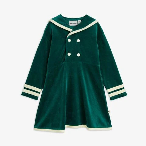 SAILOR VELOUR DRESS - GREEN - MINI RONDINI