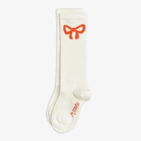 BOW KNEE HIGH SOCKS - OFF WHITE - MINI RONDINI