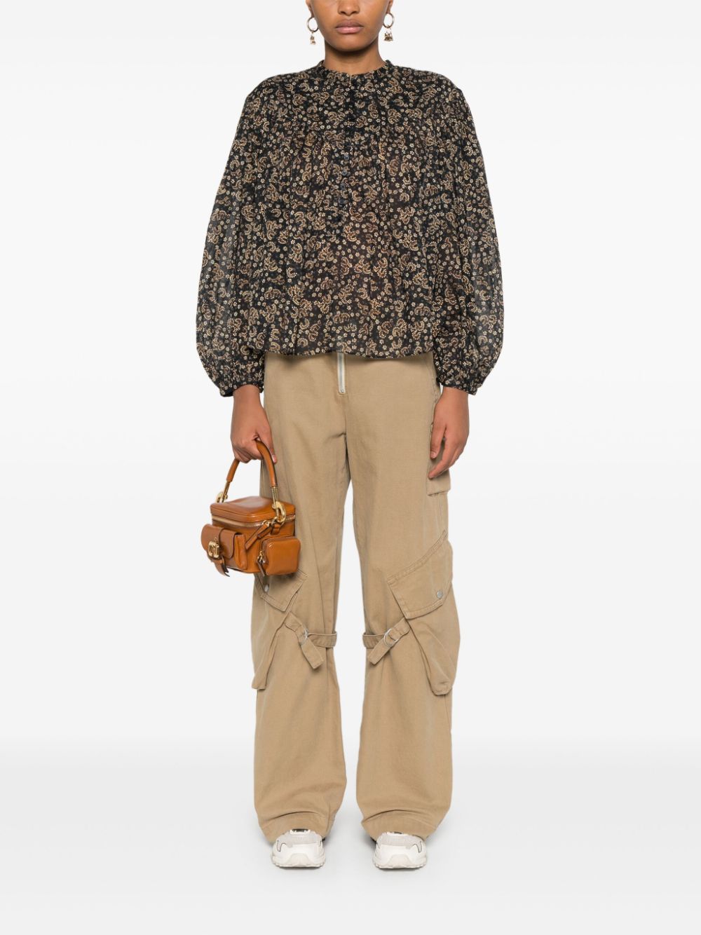 SALIKA BLOUSE - BLACK/OCHRE - ISABEL MARANT