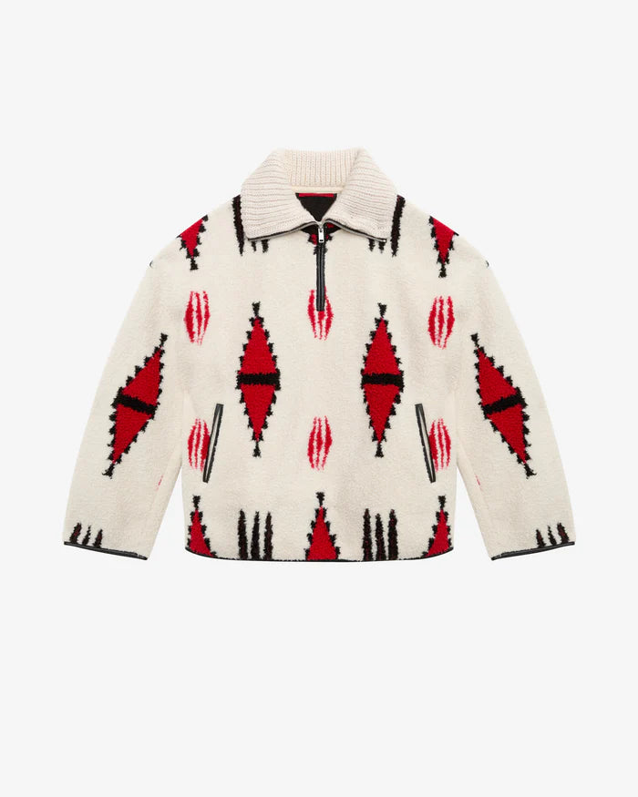 MARNER COAT - ECRU/RED - ISABEL MARANT