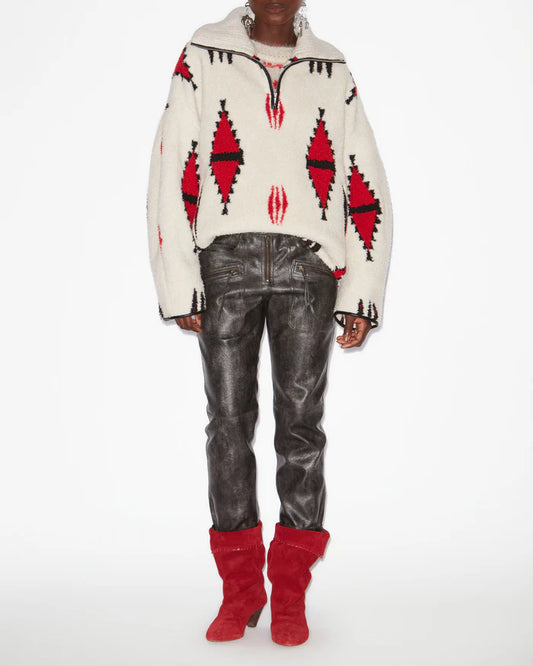 MARNER COAT - ECRU/RED - ISABEL MARANT