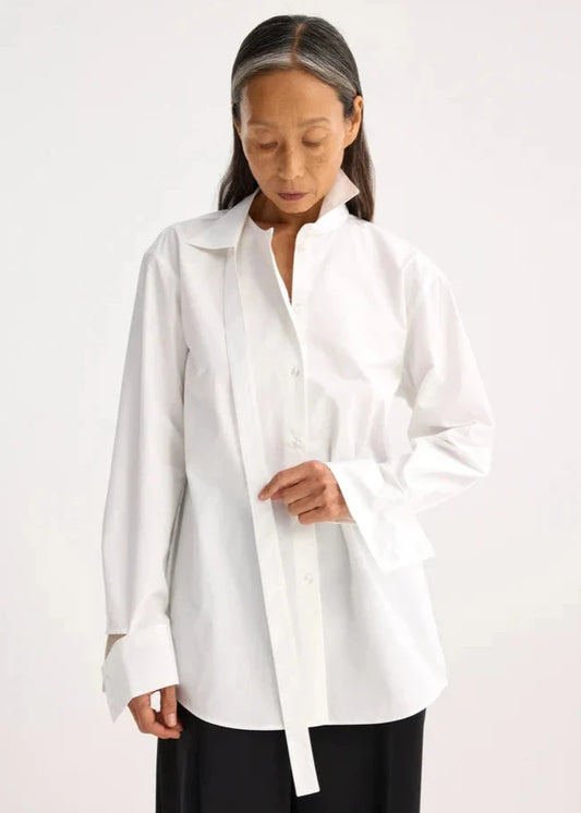 DECONSTRUCTED WHITE COTTON SHIRT - ROHE