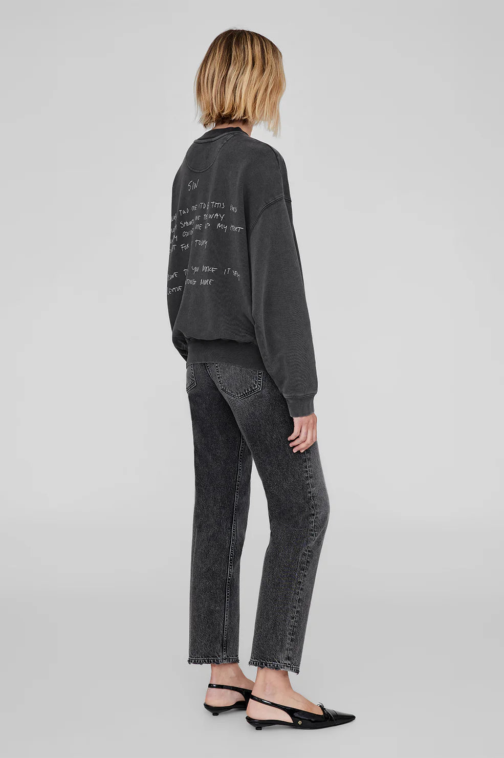 JACI SWEATSHIRT LYRICS - WASHED BLACK - ANINE BING