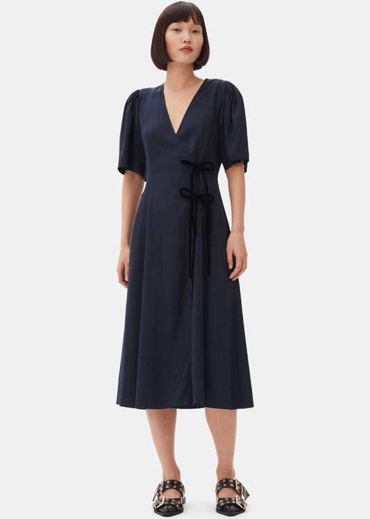 WRAP MIDI DRESS SKY CAPTAIN - GANNI