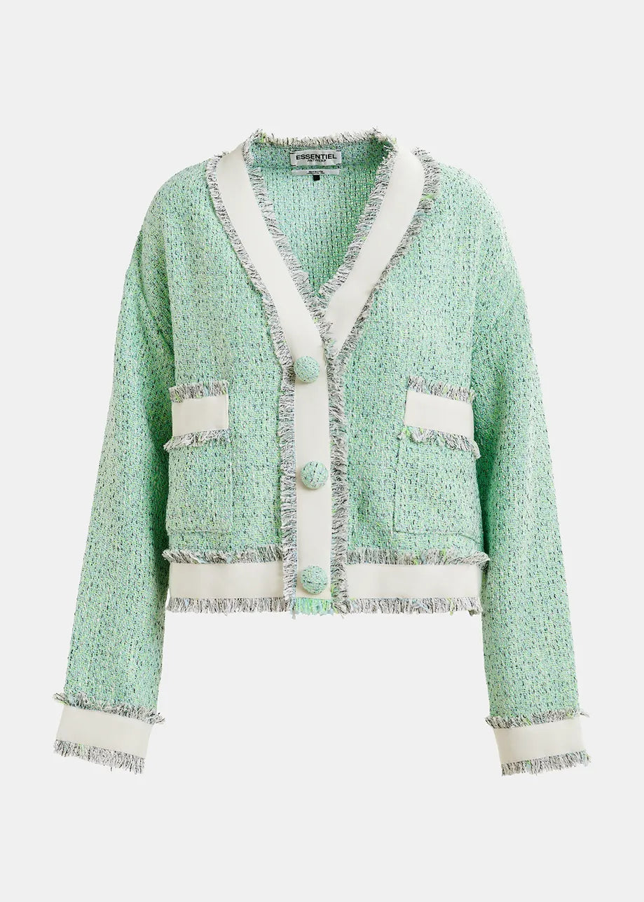 HOOLA FRINGED JACKET NEPTUNE GREEN - ESSENTIEL ANTWERP