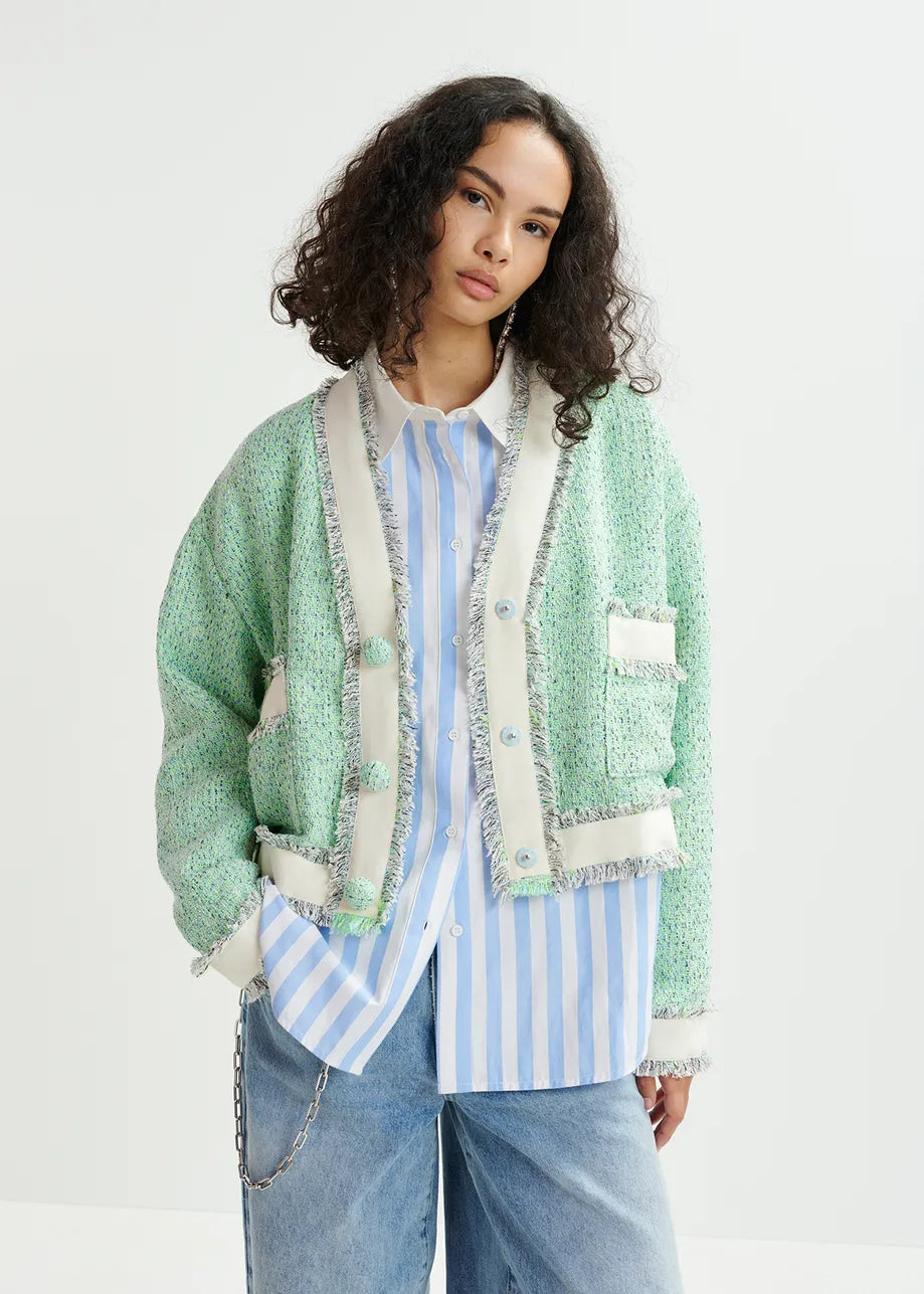 HOOLA FRINGED JACKET NEPTUNE GREEN - ESSENTIEL ANTWERP