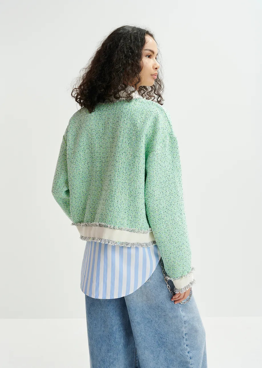 HOOLA FRINGED JACKET NEPTUNE GREEN - ESSENTIEL ANTWERP