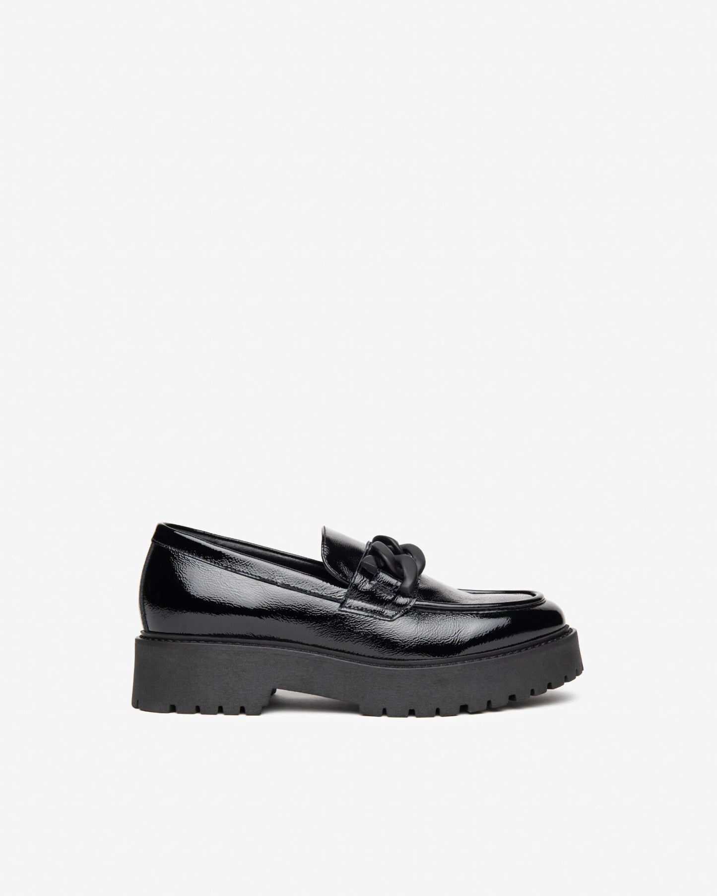 BLACK LOAFER WITH TONAL BLACK CHAIN - NERO GIARDINI