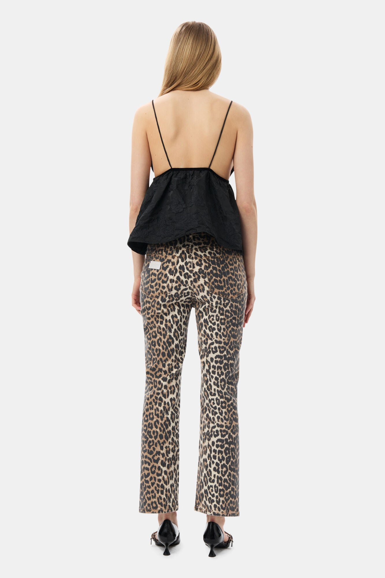 BETZY CROPPED JEAN IN LEOPARD - GANNI