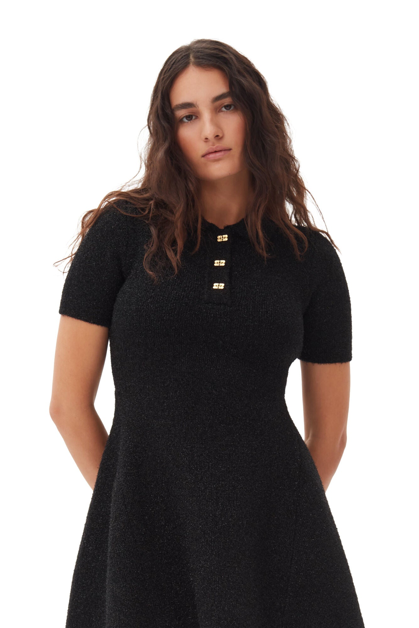 SPARKLE DOUBLE FACE MINI DRESS - GANNI