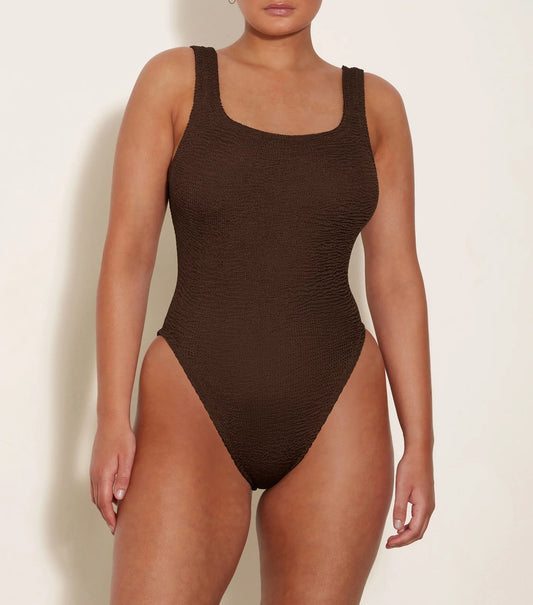 SQUARE NECK SWIM METALLIC CHOCOLATE - HUNZA G