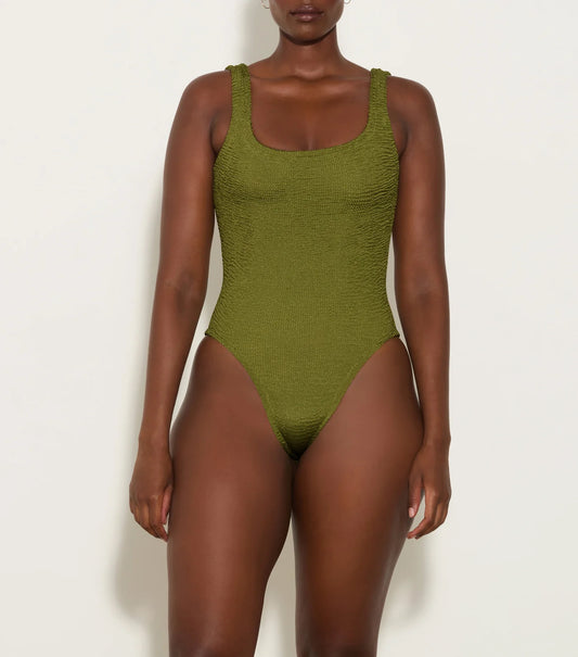 SQUARE NECK SWIM METALLIC MOSS - HUNZA G