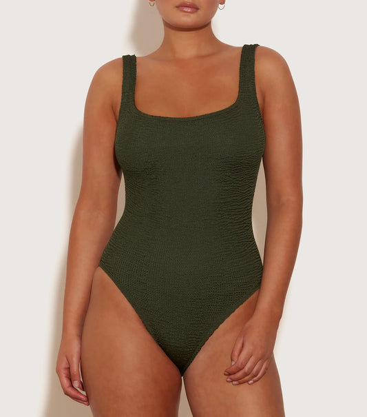 SQUARE NECK SWIM METALLIC KHAKI - HUNZA G