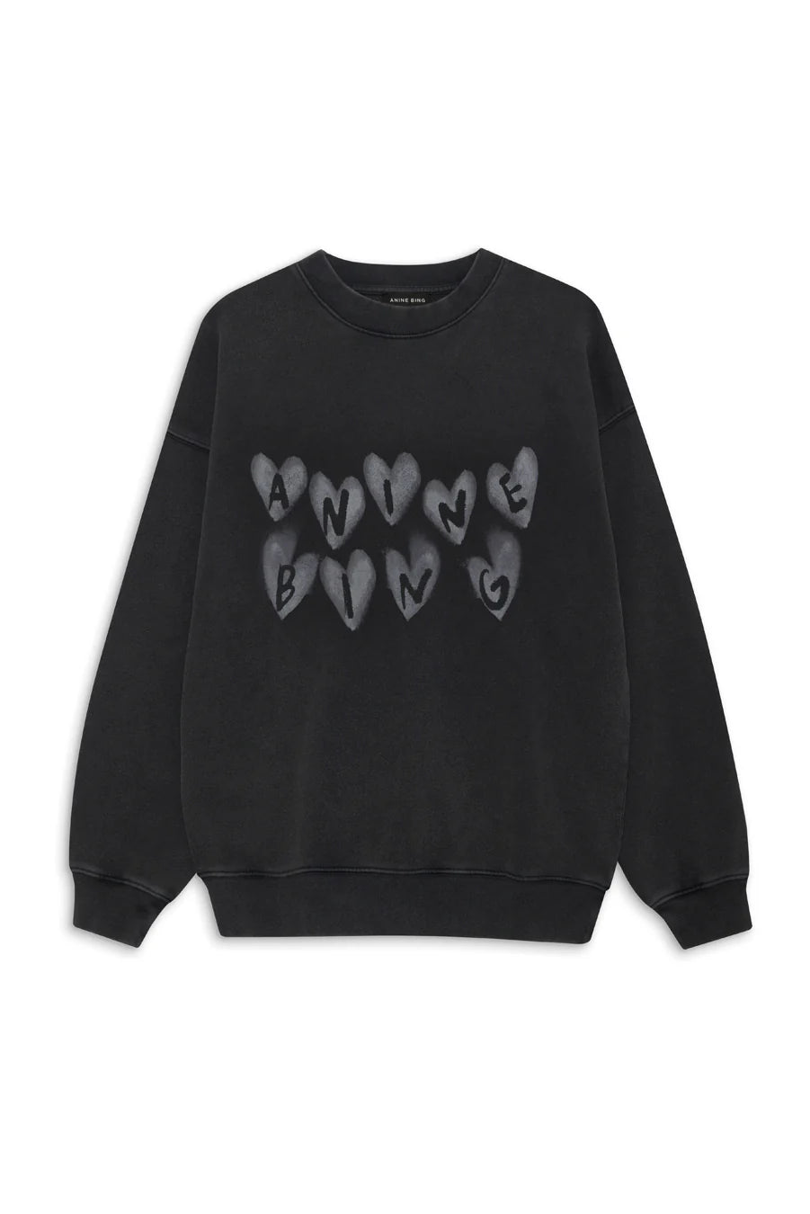 SPENCER SWEATSHIRT HEARTS WASHED BLACK - ANINE BING