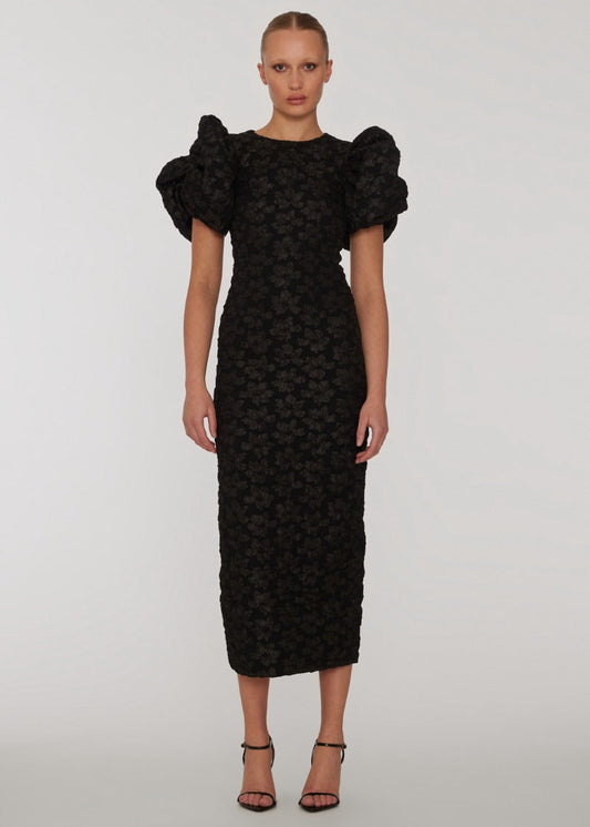 JACQUARD MIDI DRESS BLACK - ROTATE